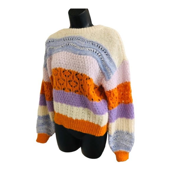 Vero Moda crochet knit colorblock new boho sweater size medium brand new - Picture 15 of 17